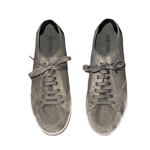 GEOX U Walee Gray Canvas Suede Low Top Sneakers Size 7 Mens - Picture 1 of 5